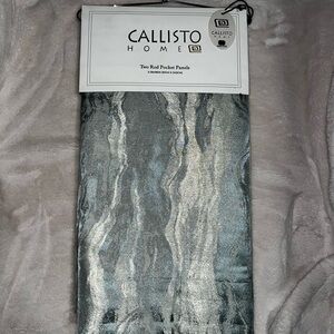 1-NWT CALLISTO HOME SEAFOAM MARBLE CURTAINS SET OF 2  36”x 96” PANELS